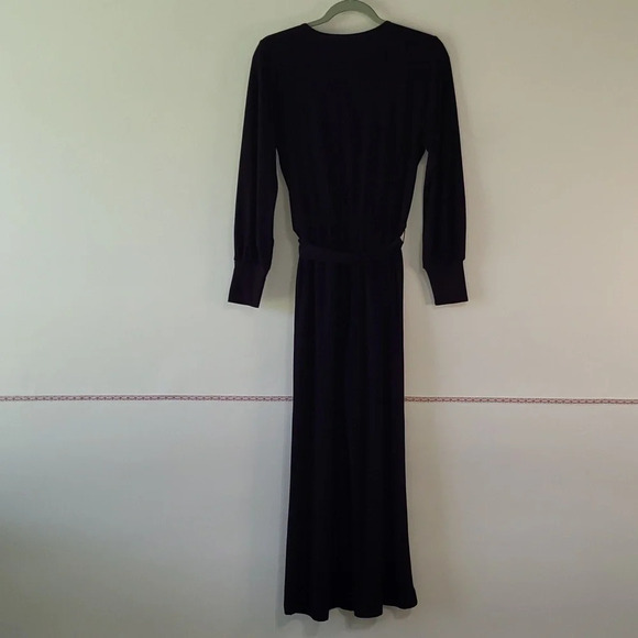 Nikki Poulos Jumpsuit Long Sleeved Pockets Belt Elastic Waist Wine Merlot Small - Picture 9 of 16